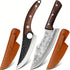 Kenjo 2‑Klingen Messer‑Set – Edelstahl Fleisch- & Outdoor-Messer mit Holzgriff